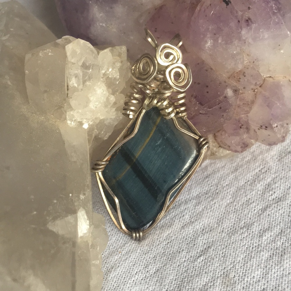 Handmade Blue Tigers Eye Pendant